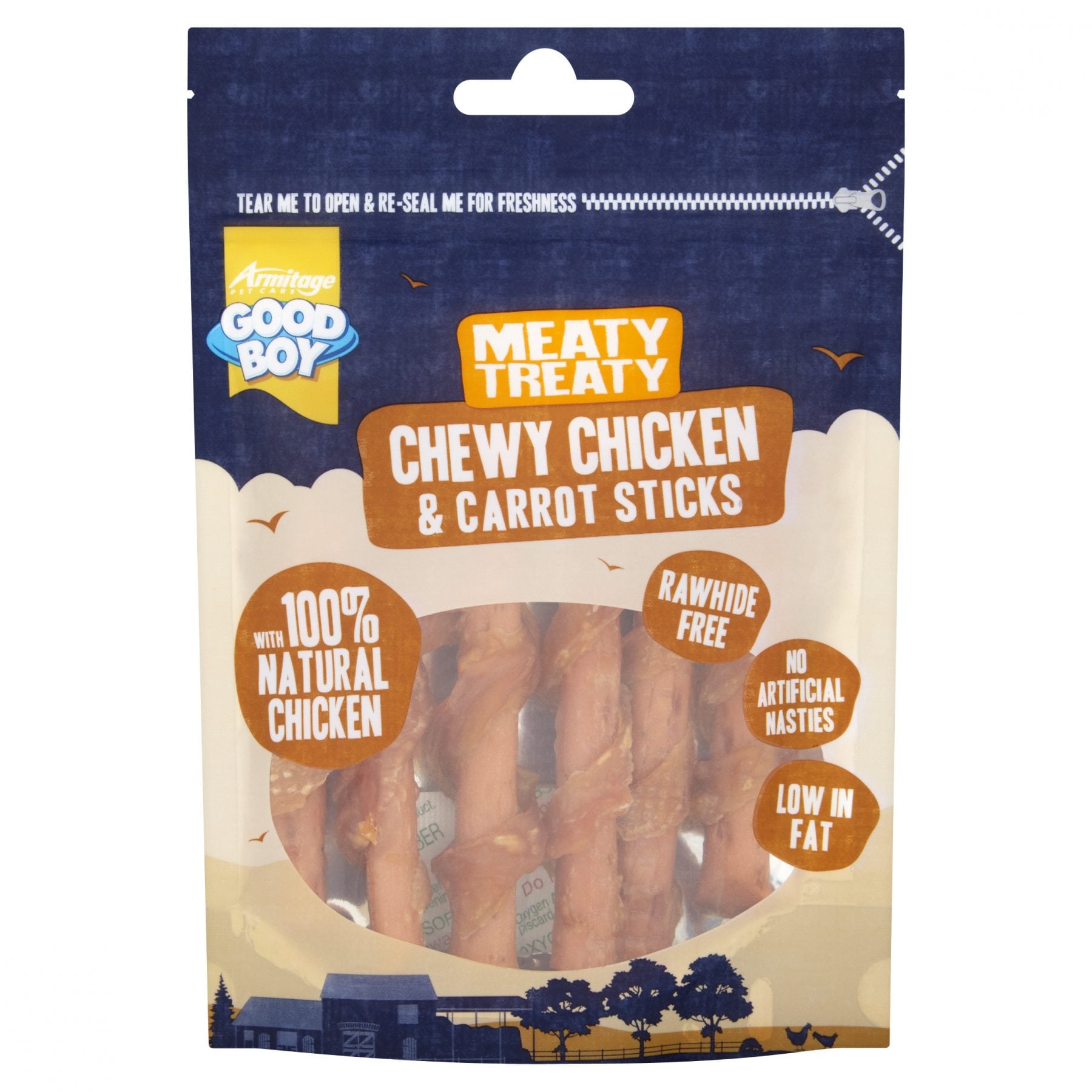 Good Boy Meaty Treaty Chewy Chicken & Carrot Sticks Dog Treats 70g ...